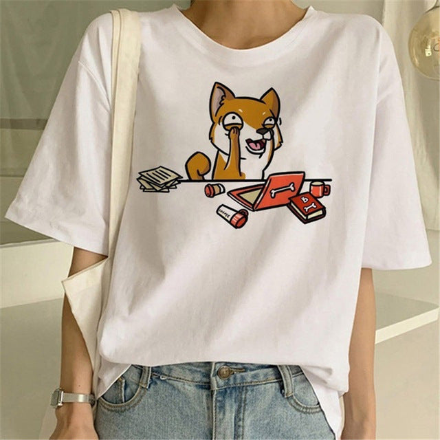 Shiba Inu Print T-shirt