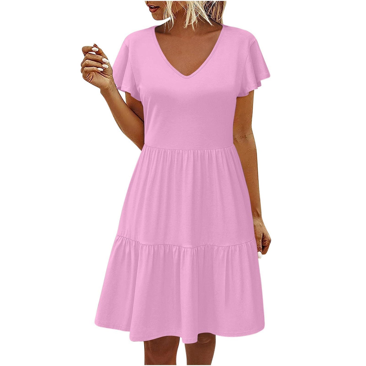 Flying Sleeves Layered Short Sleeve Dress