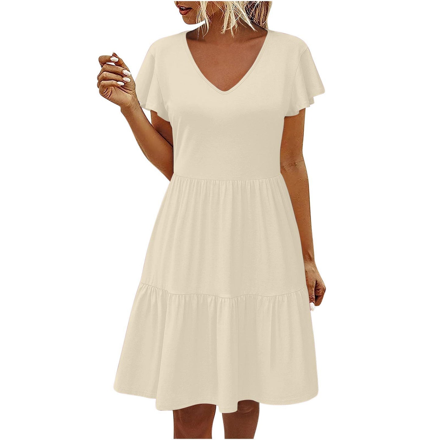 Flying Sleeves Layered Short Sleeve Dress