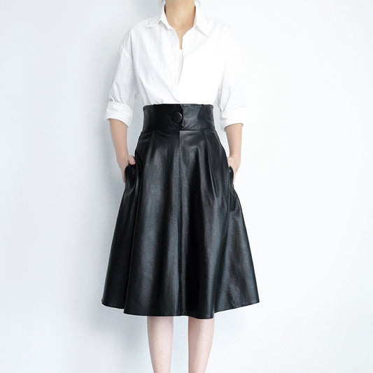 High Waist Slim Mid-length Skirt