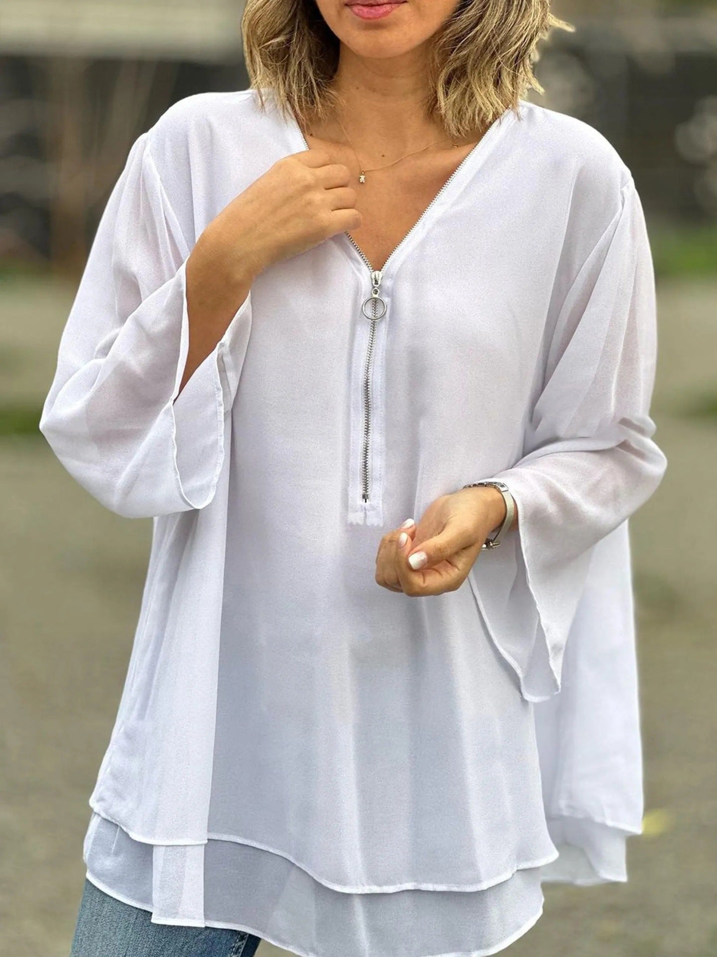 V-neck 34 Chiffon Top