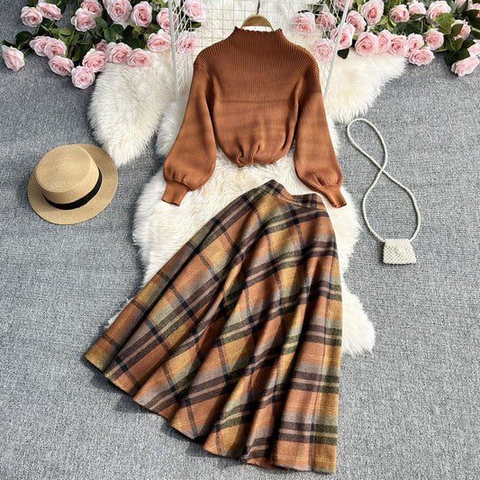 Long Sleeve Shirt And Skirt Two-piece Set