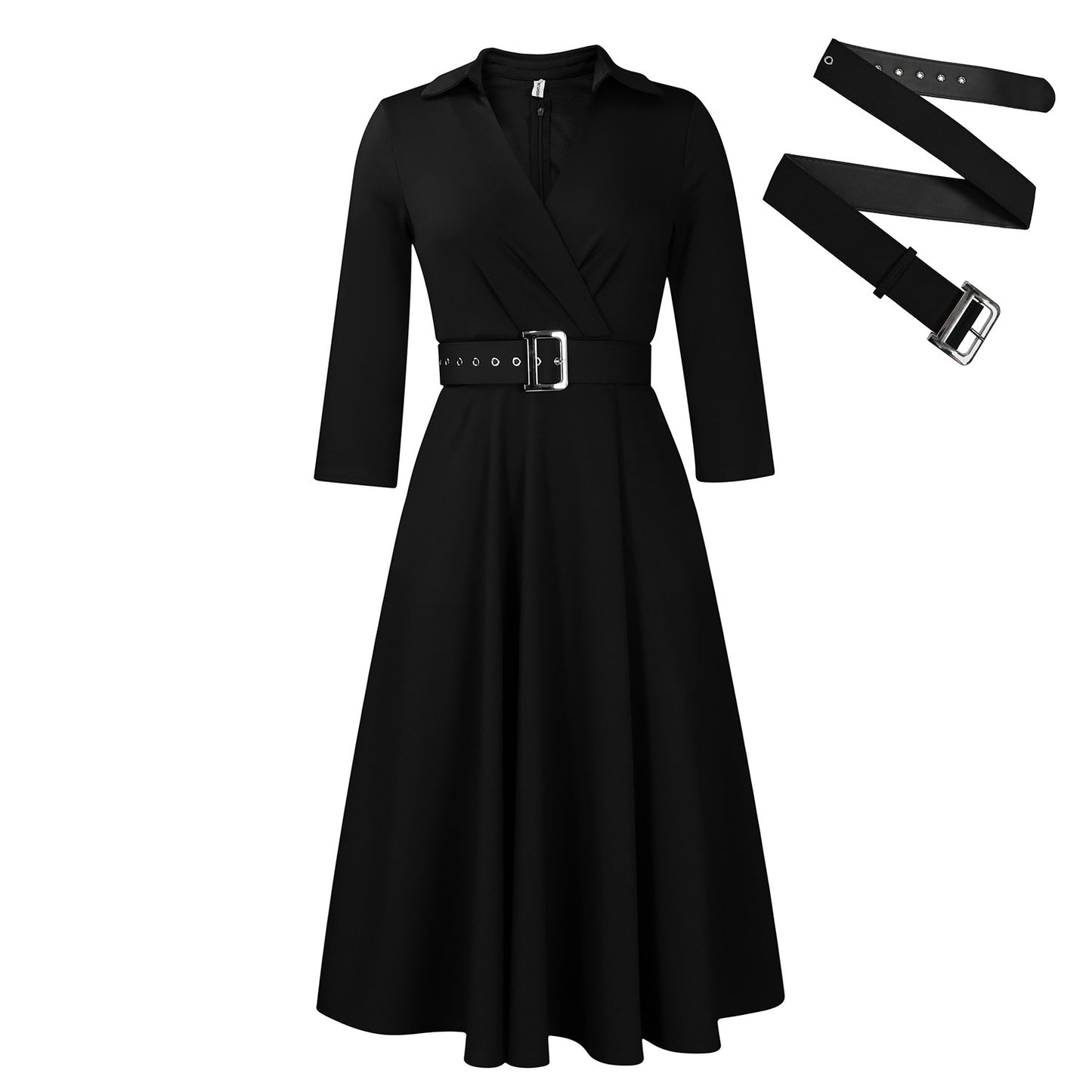 Quarter Sleeve Plus Dress + Belt