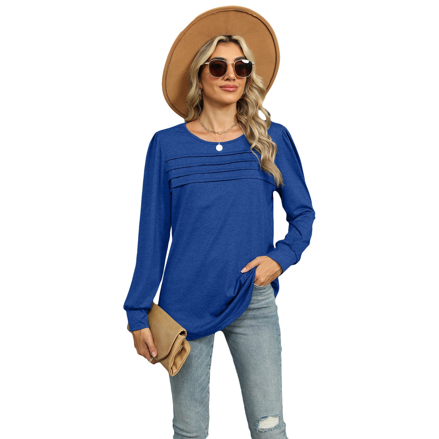 Solid Color U-neck Top