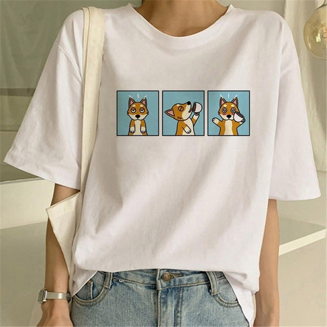 Shiba Inu Print T-shirt