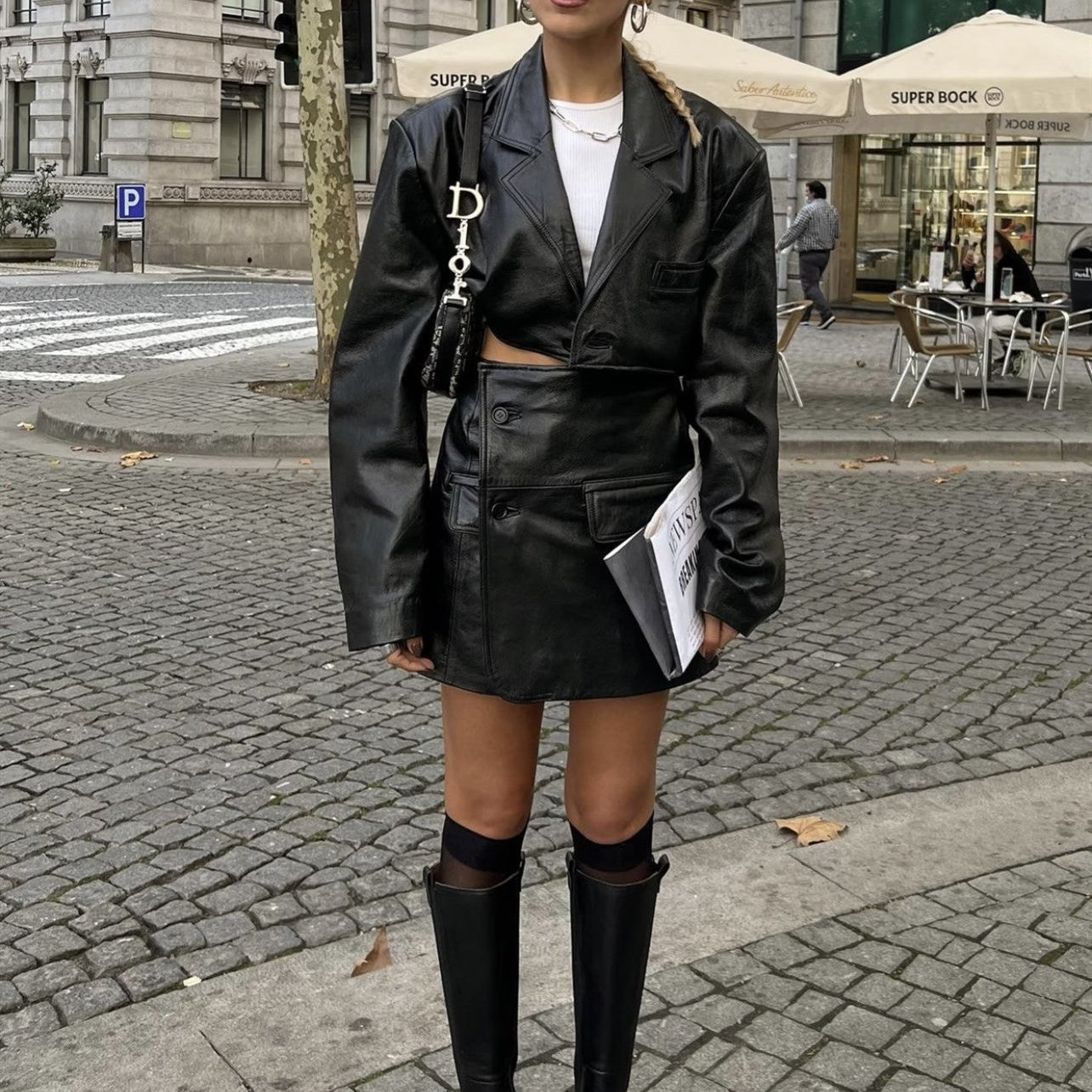 Leather Skirt and Jacket