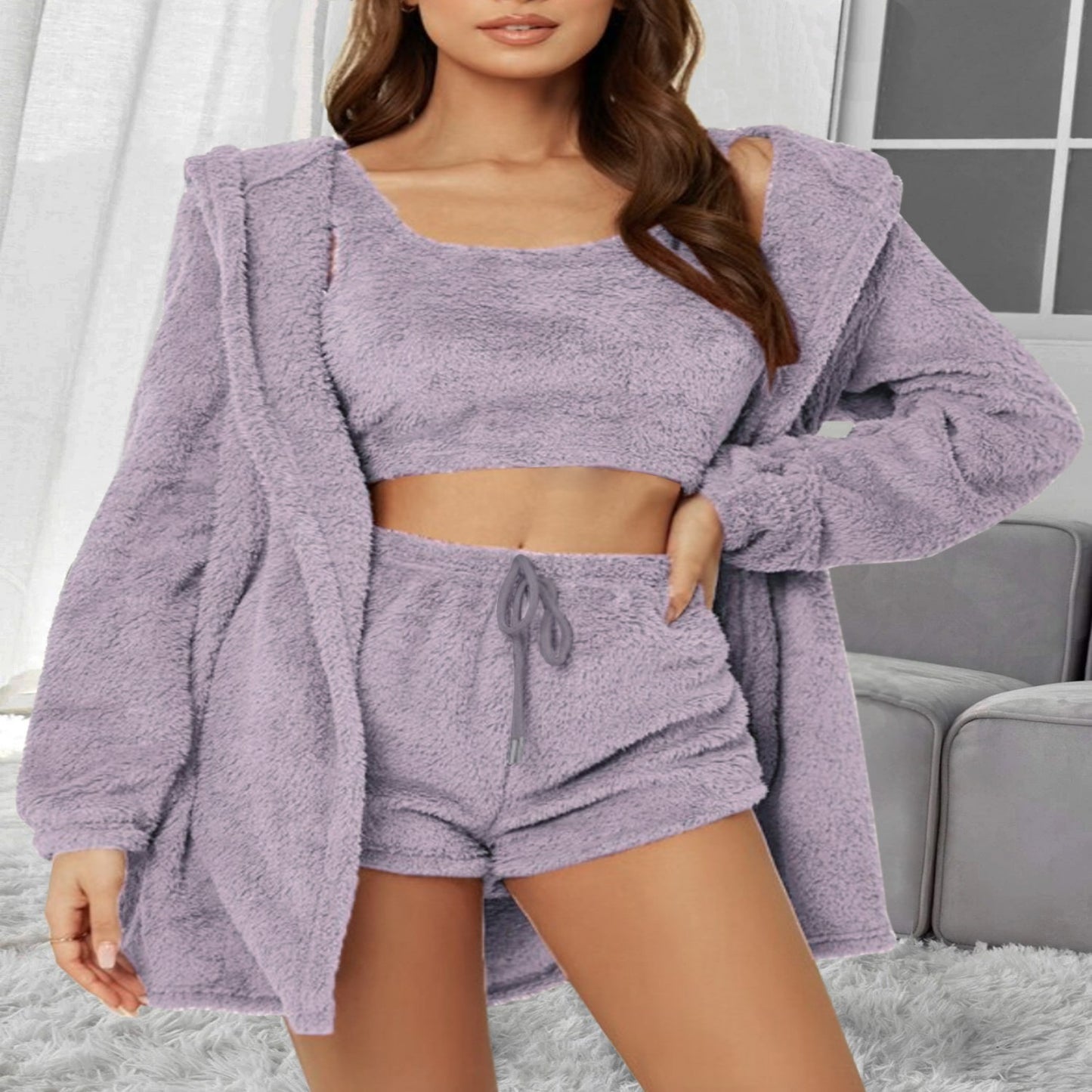 Thickened Hooded Three-piece Set