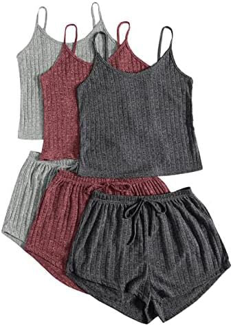 Rib Knitted Crop-top Spaghetti-strap Lace-up Shorts Suit