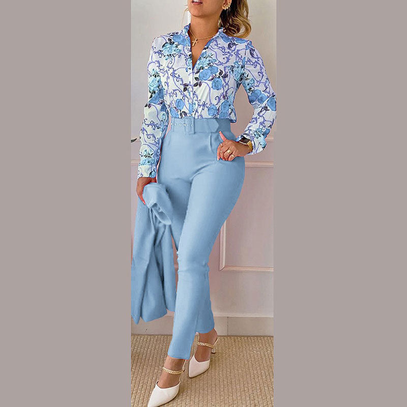 Printed Trousers Long Sleeve Casual Set