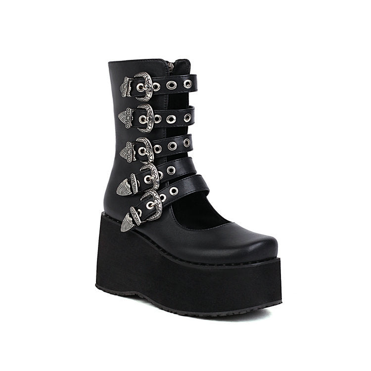 Punk Rivet Thick Bottom Platforms