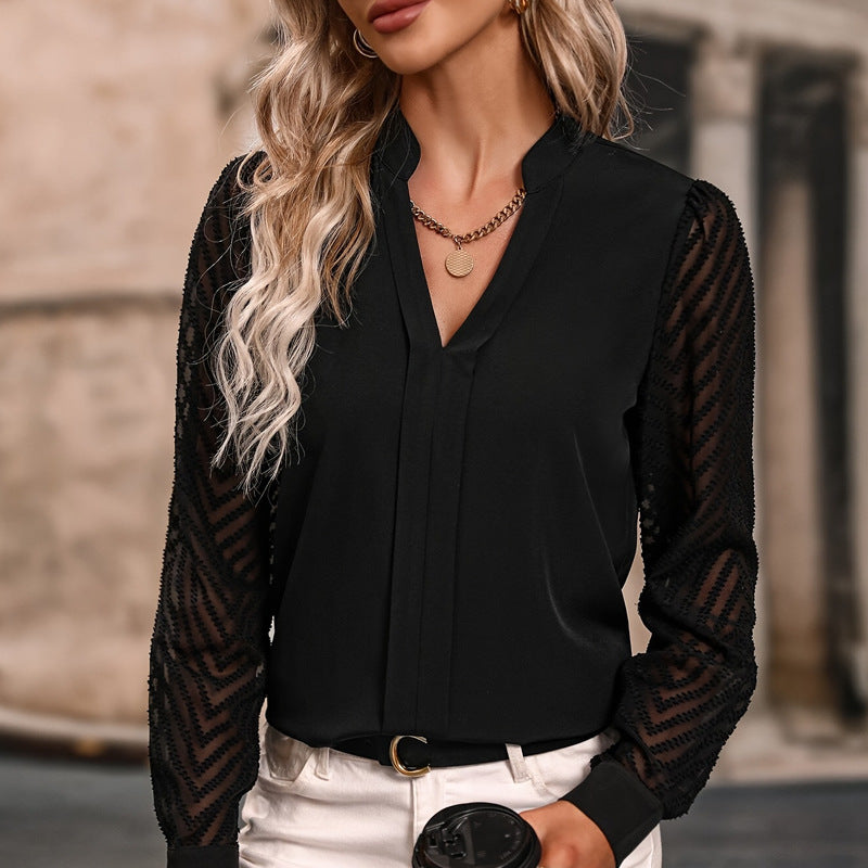 V-neck Long-sleeved Top