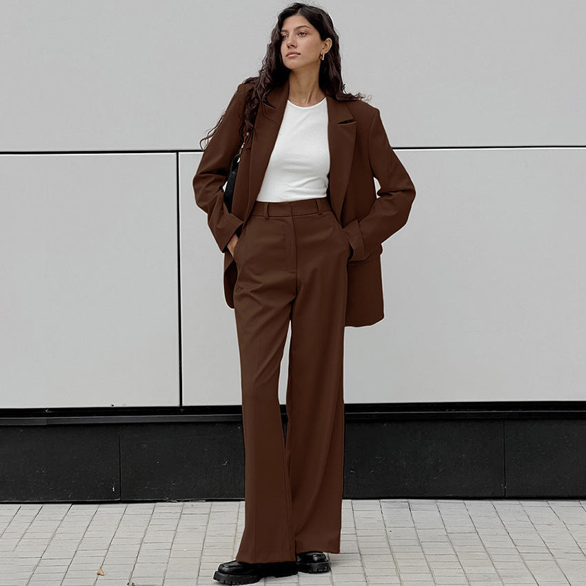 Vintage Blazer + Wide-leg Pants Two-piece Set