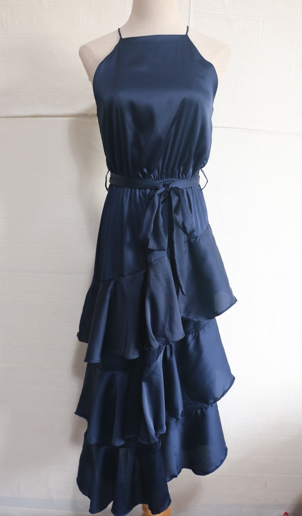 Navy Sleeveless Chiffon Dress