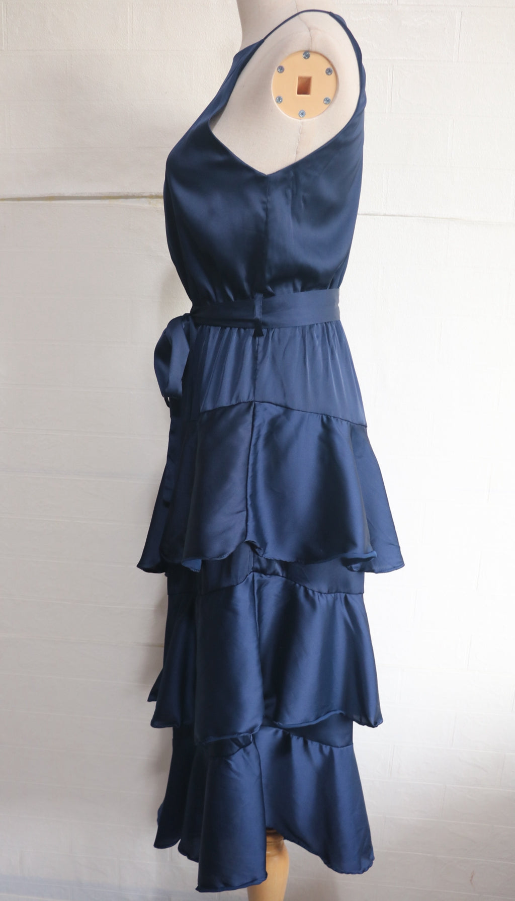 Navy Sleeveless Chiffon Dress