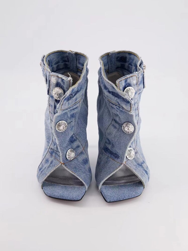 Short Denim Fabric Boots