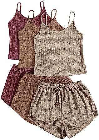 Rib Knitted Crop-top Spaghetti-strap Lace-up Shorts Suit