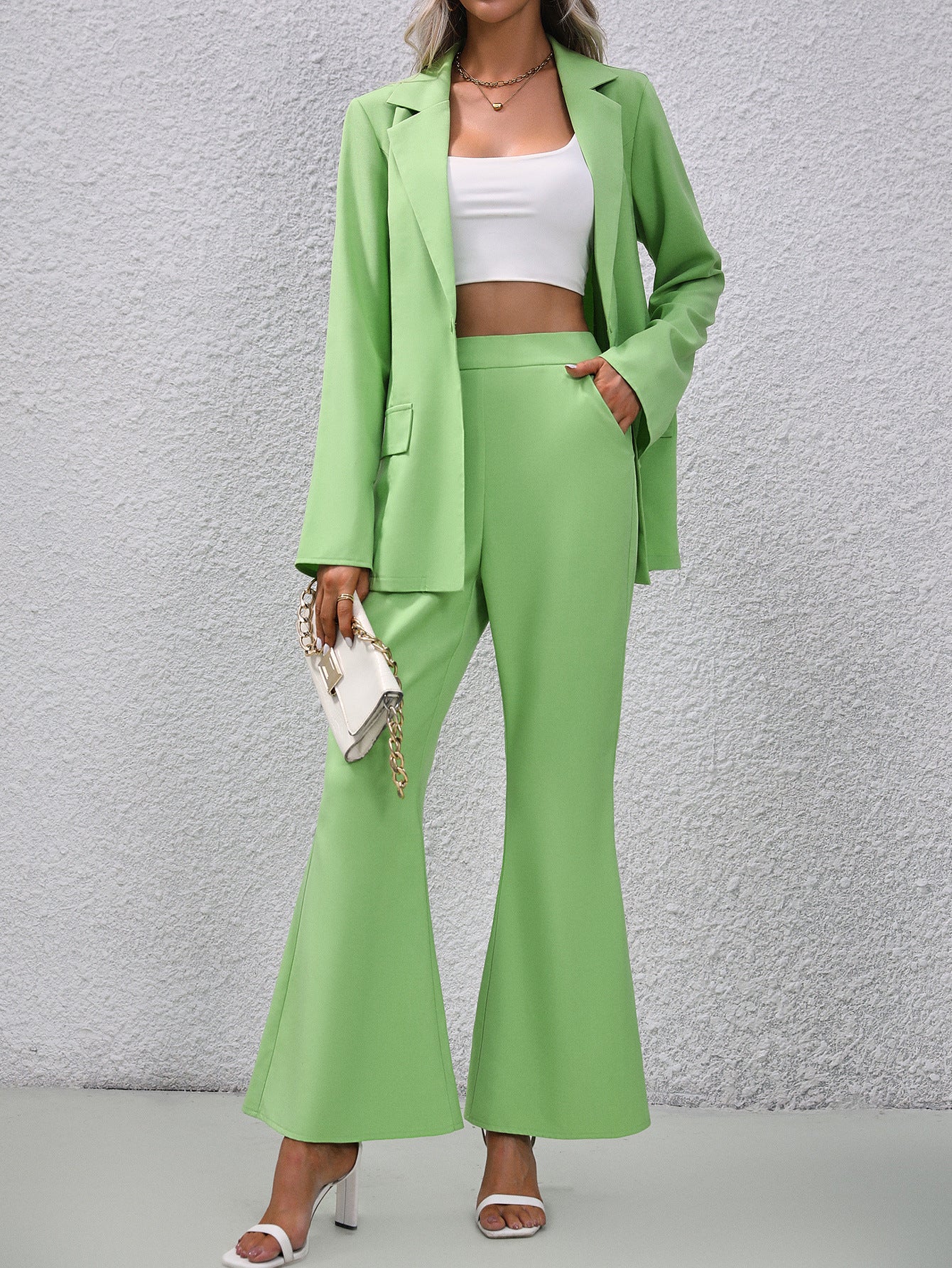 Bell-bottom Green Apple Pants Suit