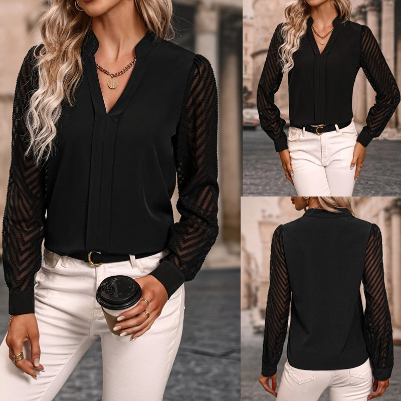 V-neck Long-sleeved Top