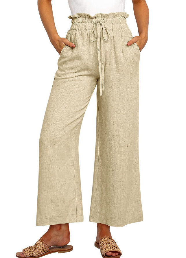 Lace-up Wide Leg Cropped Pants