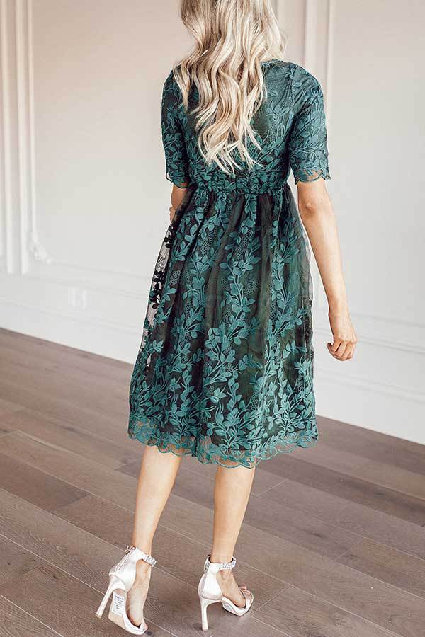 Dorothy Lace Embroidered Short Sleeve Dress