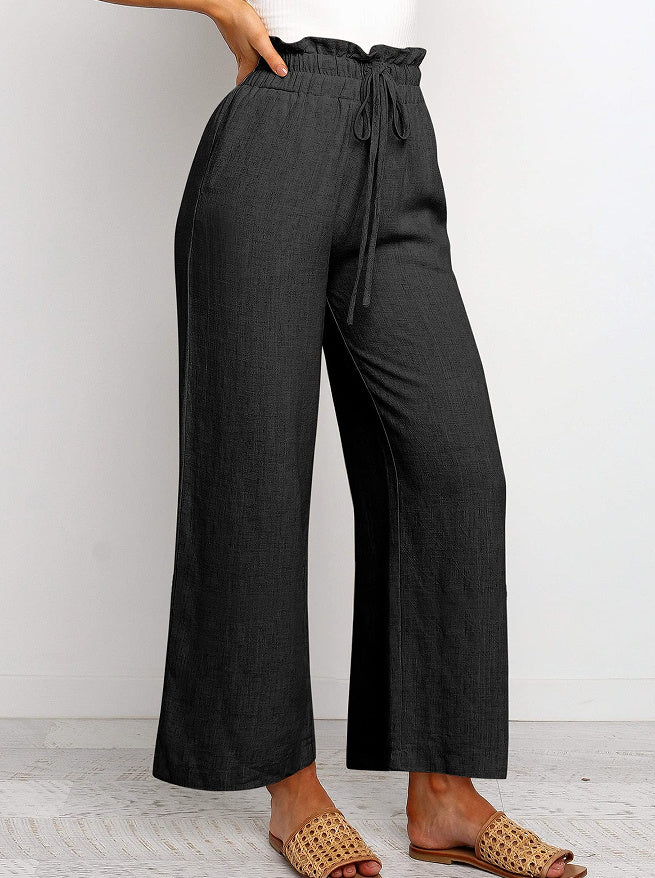 Lace-up Wide Leg Cropped Pants