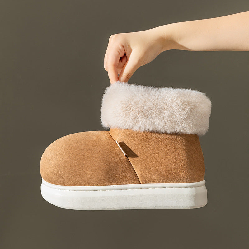 Big Fur Cut Plush Ankle Boots For Women