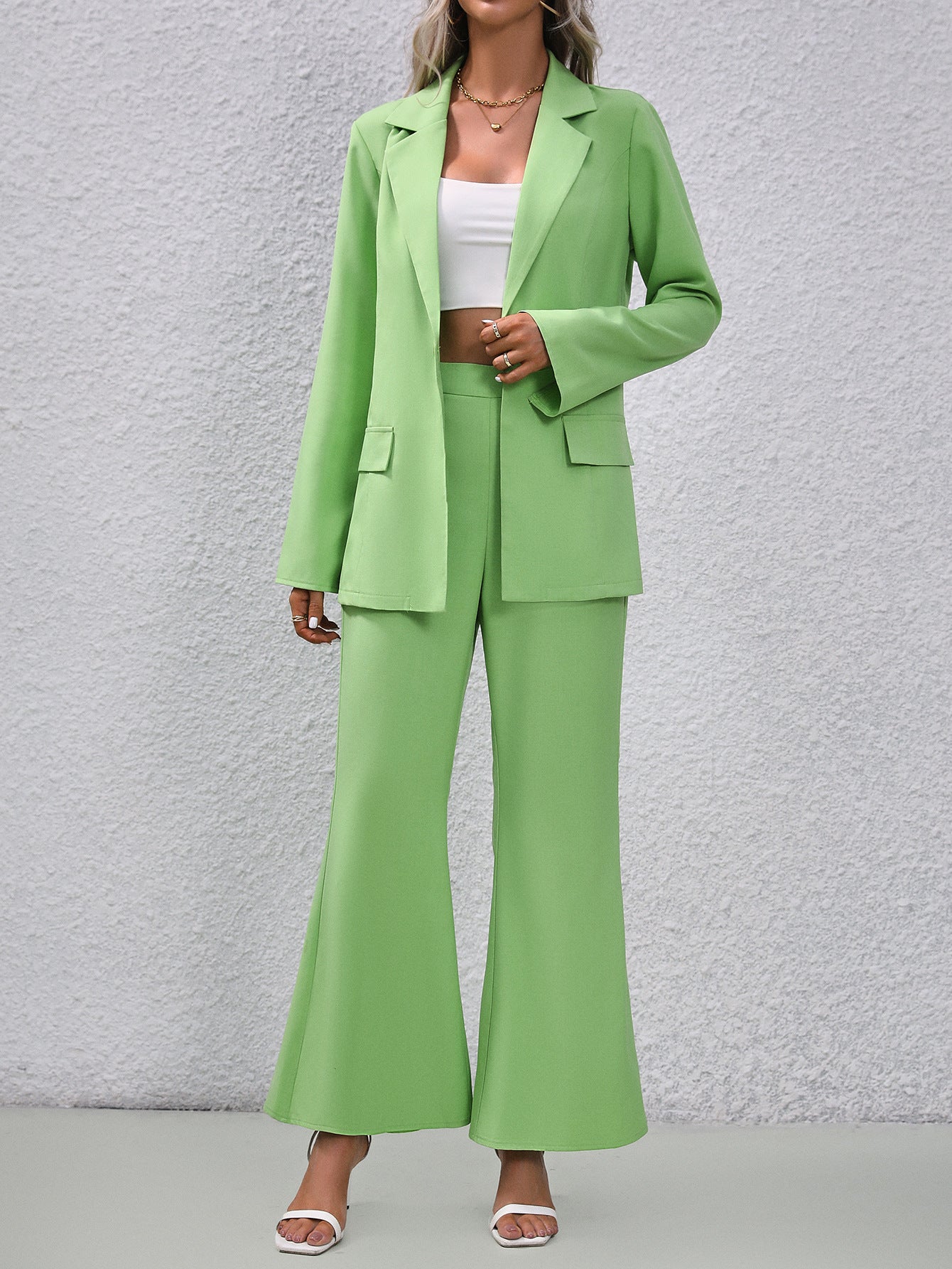 Bell-bottom Green Apple Pants Suit