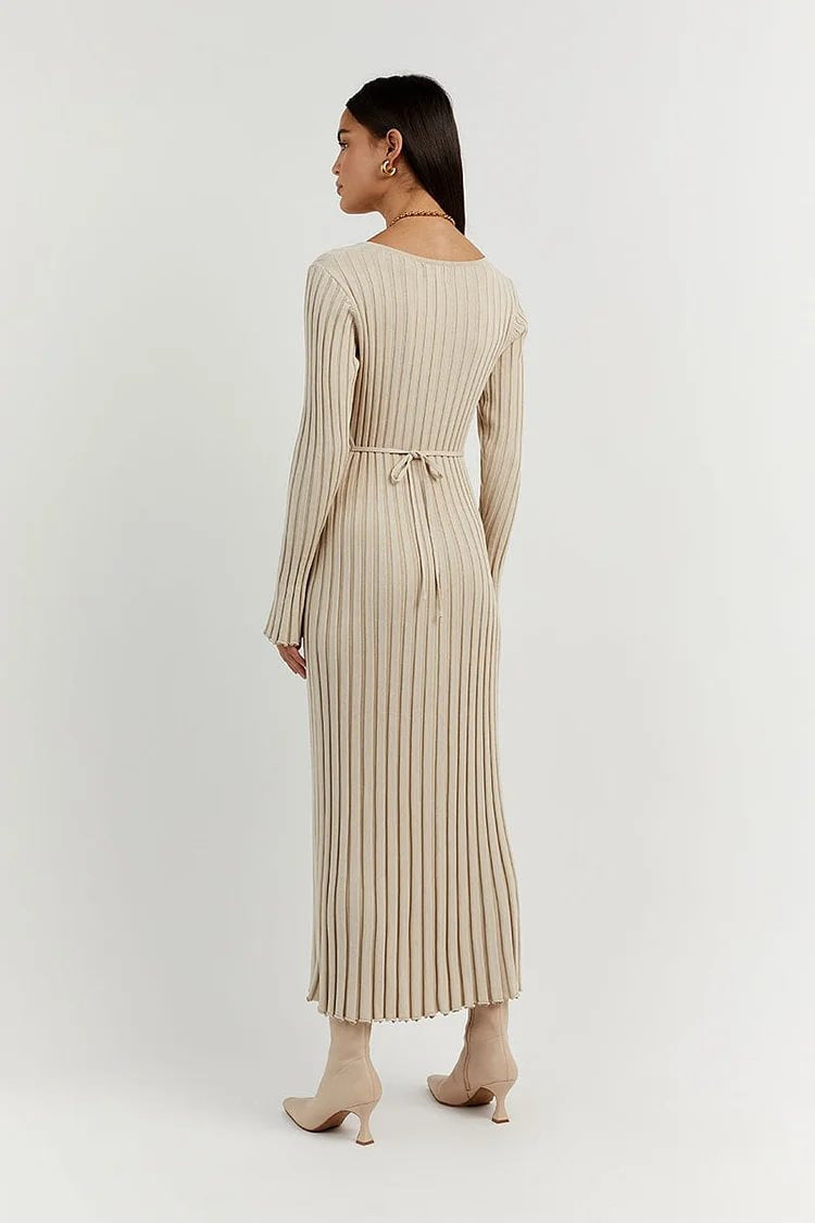 Long Sleeve Bare Knitted Dress