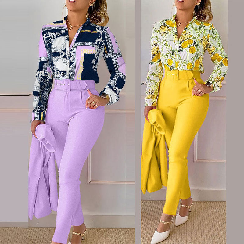 Printed Trousers Long Sleeve Casual Set