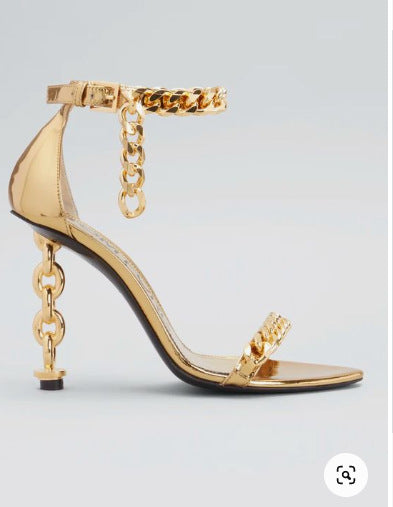 Pure Color Chain High Heel Sandals