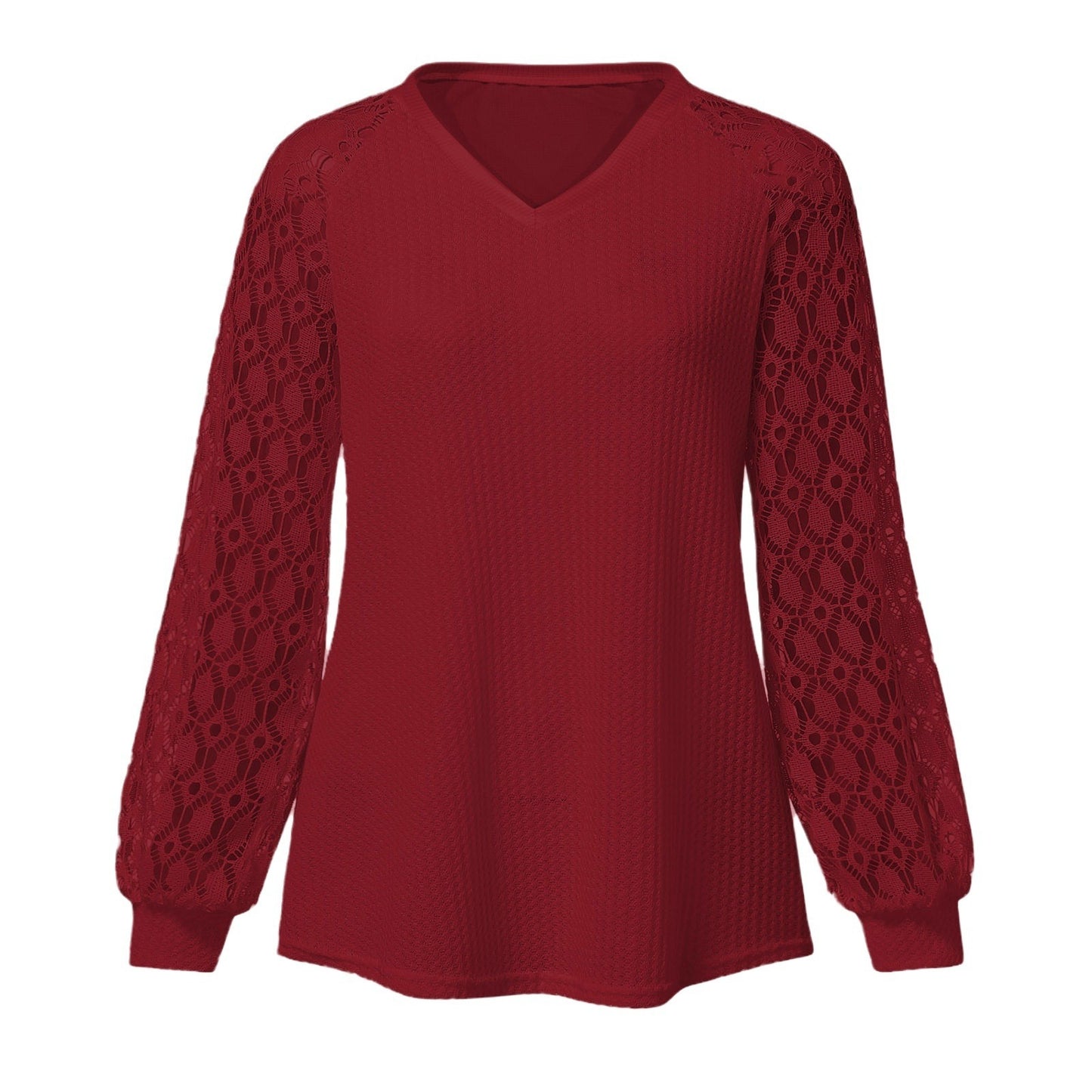 Long Sleeve Lace Stitching Shirt