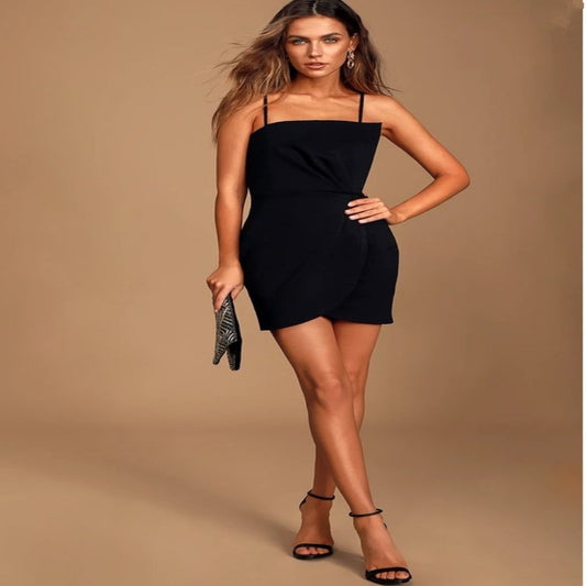 Women's Sling Irregular Hem Cross Tuxedo Dress