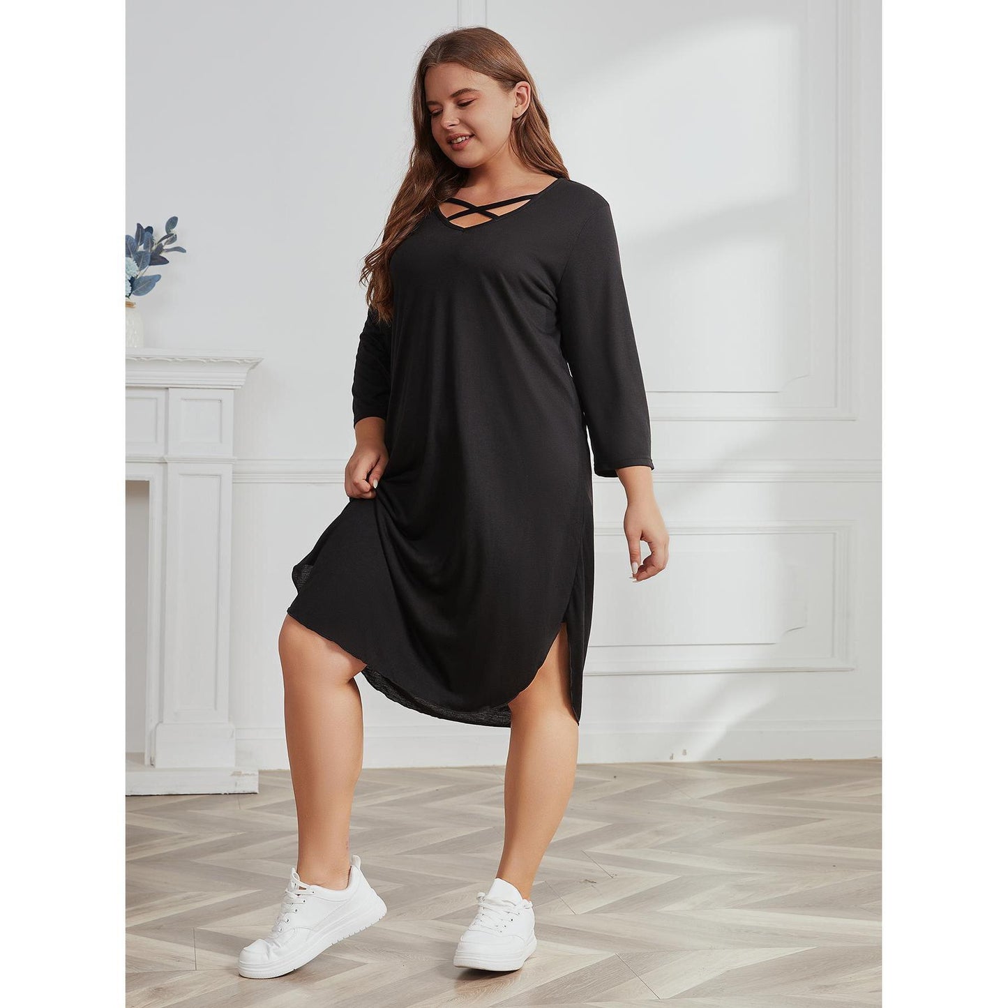 Long Sleeve Plus Size Dress Women