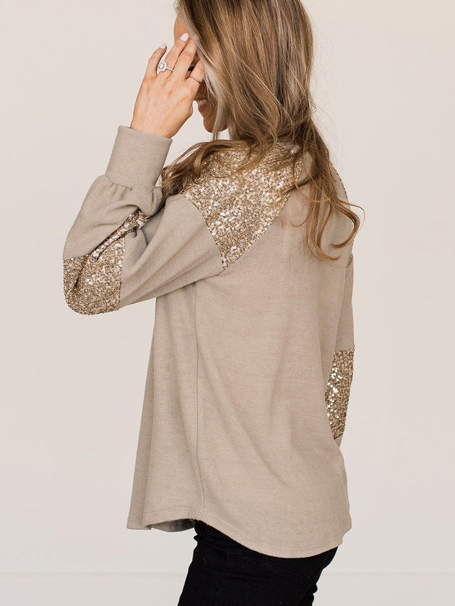 Polyester And Sequin Long Sleeve Top