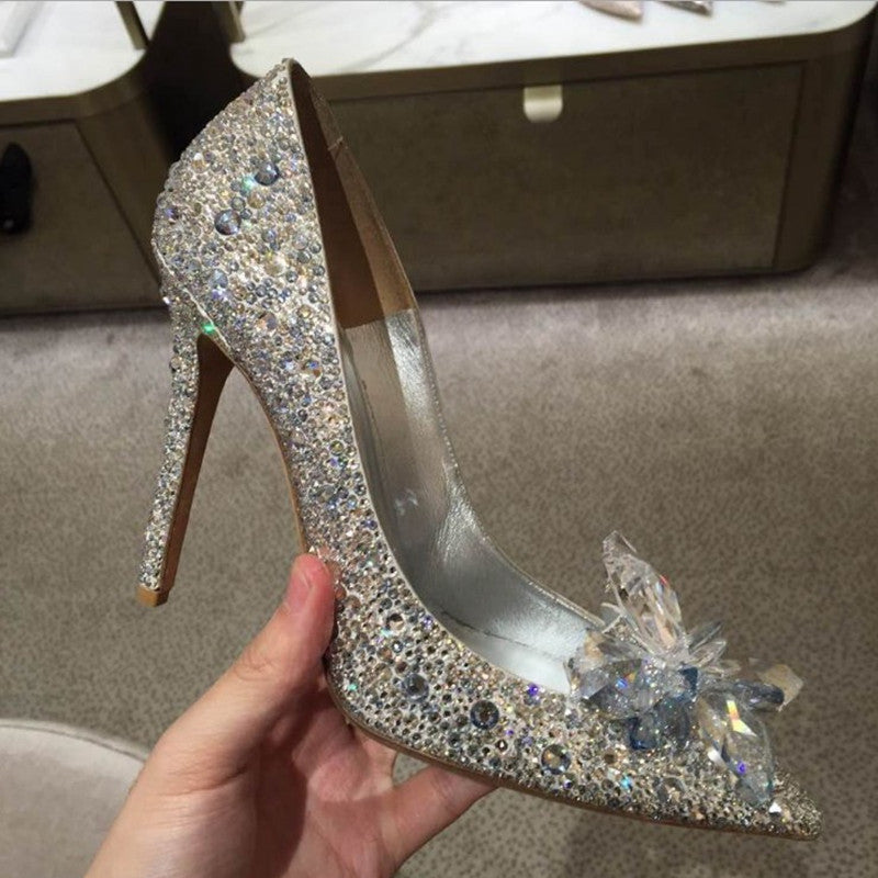 Pointed Toe Rhinestone Heels