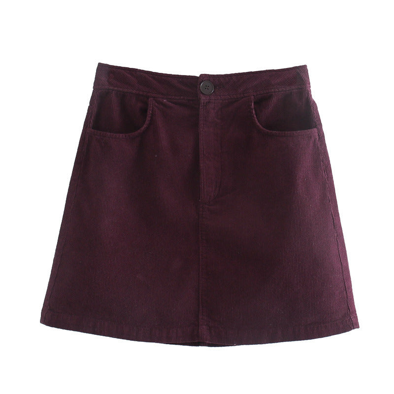 Side pocket corduroy Mini Skirt