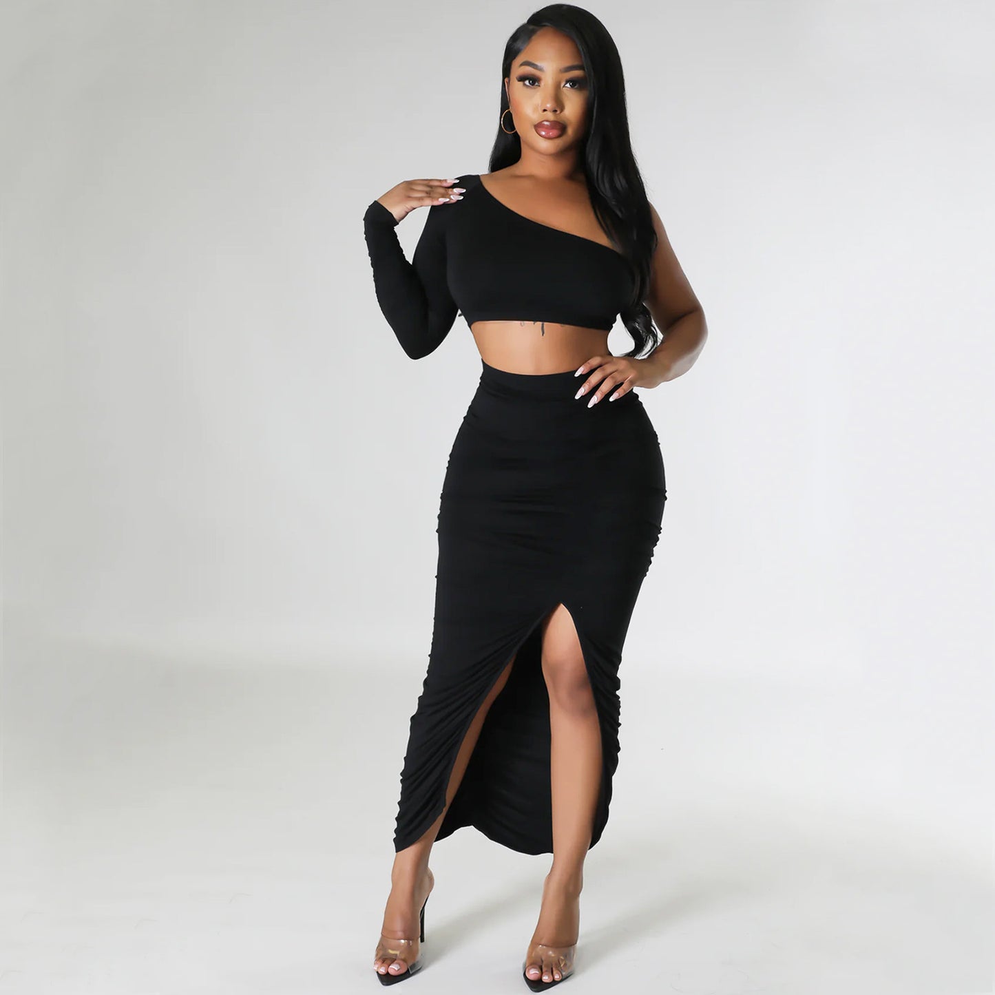 Tight Pleated Irregular Two-piece Set