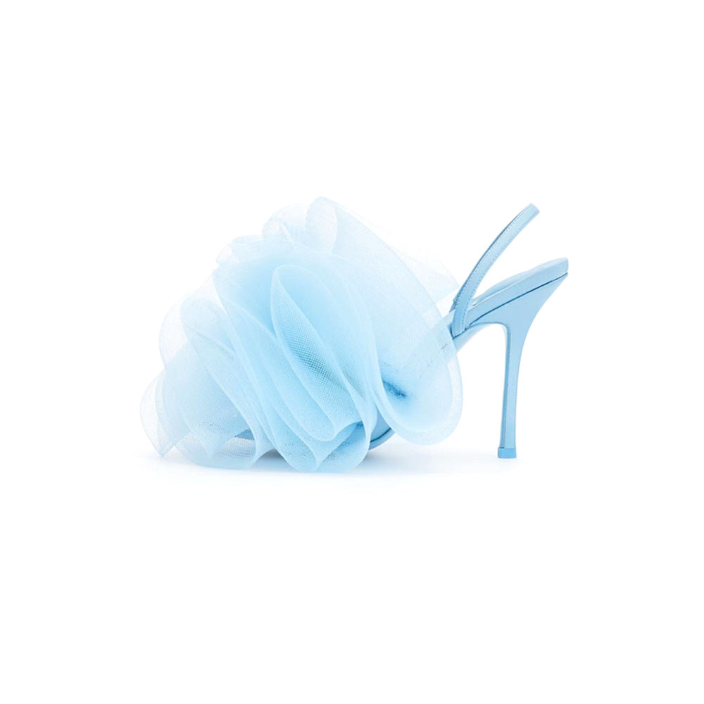 Mesh Bath Ball Flower Ankle-strap Stilettos