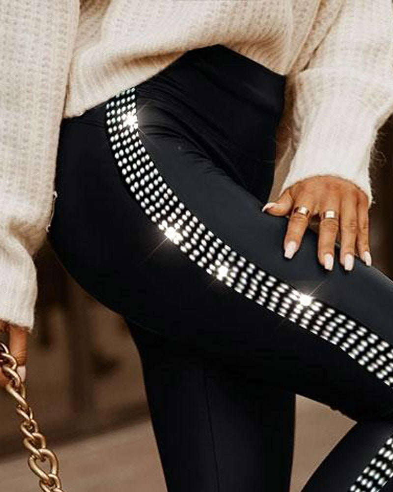 Rhinestone Tight Trousers