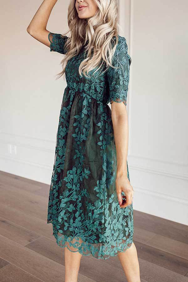 Dorothy Lace Embroidered Short Sleeve Dress