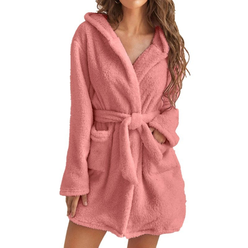 Plush Solid Color Bathrobe