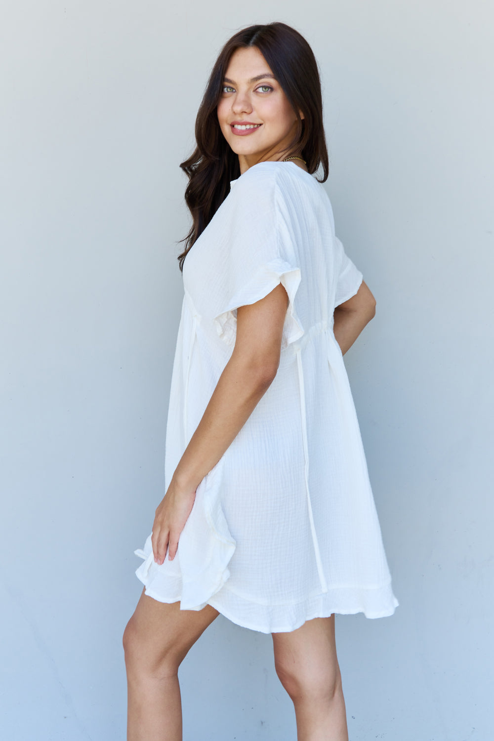 White Ruffle Hem Dress