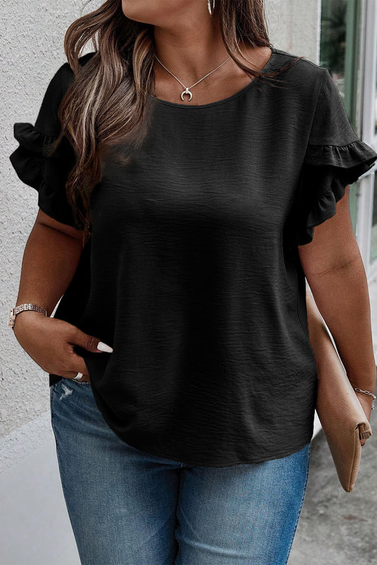 Solid Short Sleeve Blouse