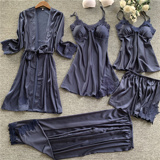 Silk Pajamas Five-piece Set