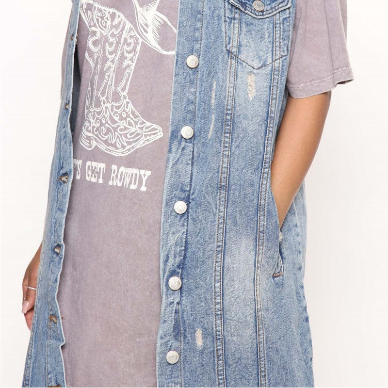 Sleeveless Denim Coat