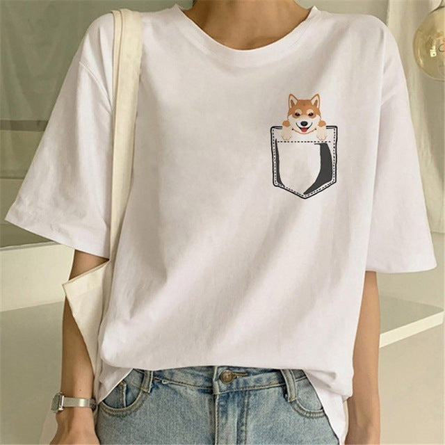 Shiba Inu Print T-shirt