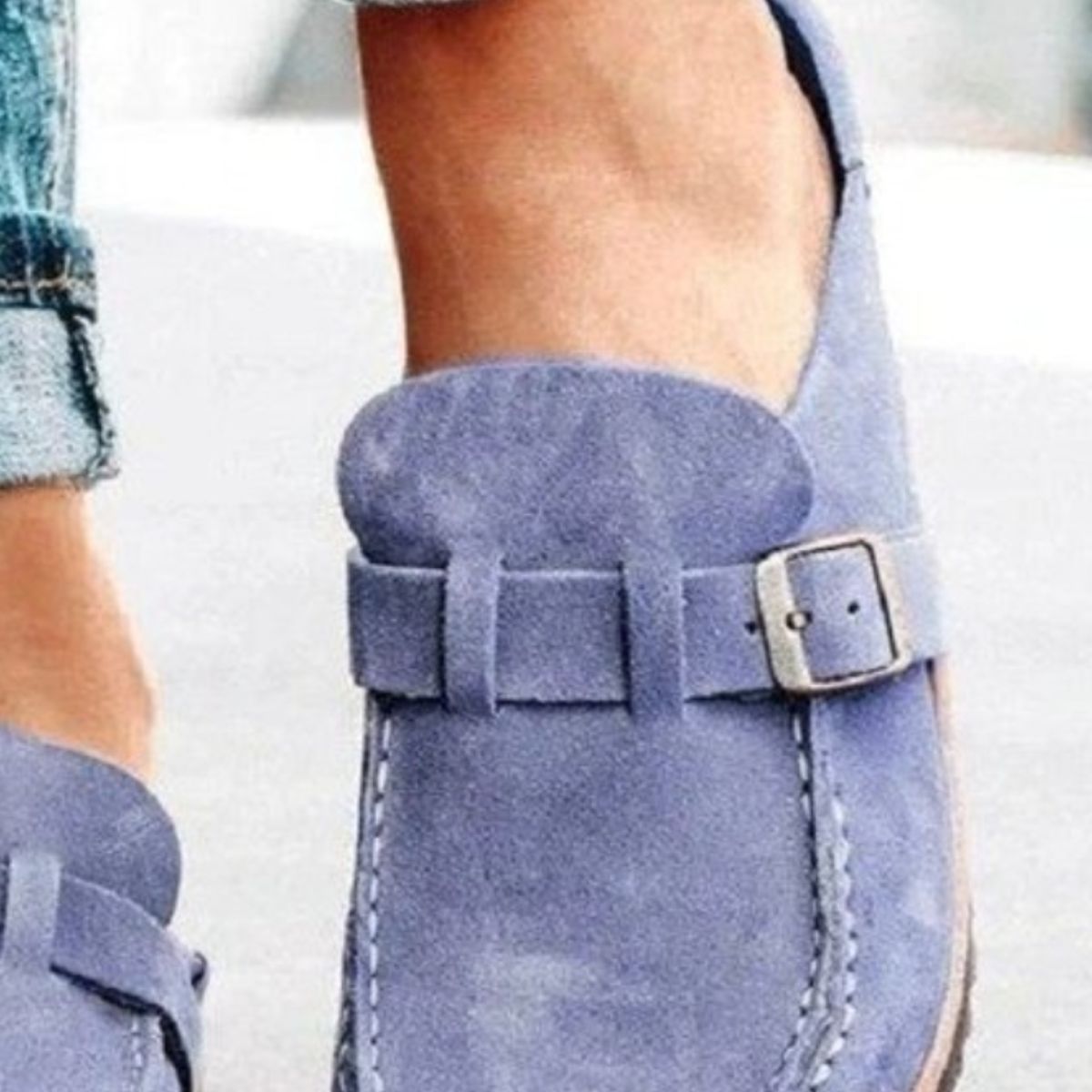 Low Heel Buckle Loafers