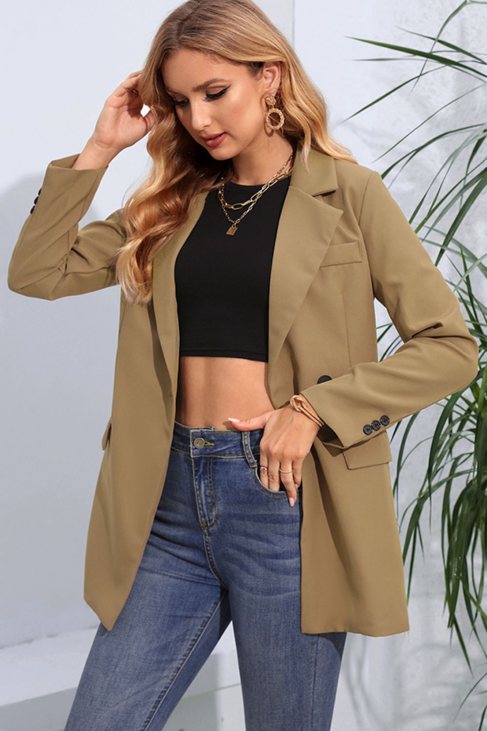 Long Sleeve Blazer with Pockets