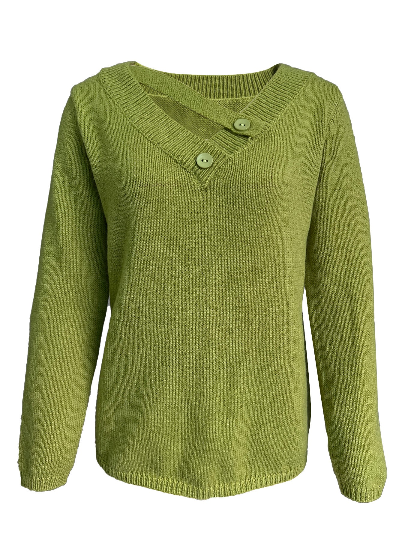 V-neck Diagonal Buckle Sweater