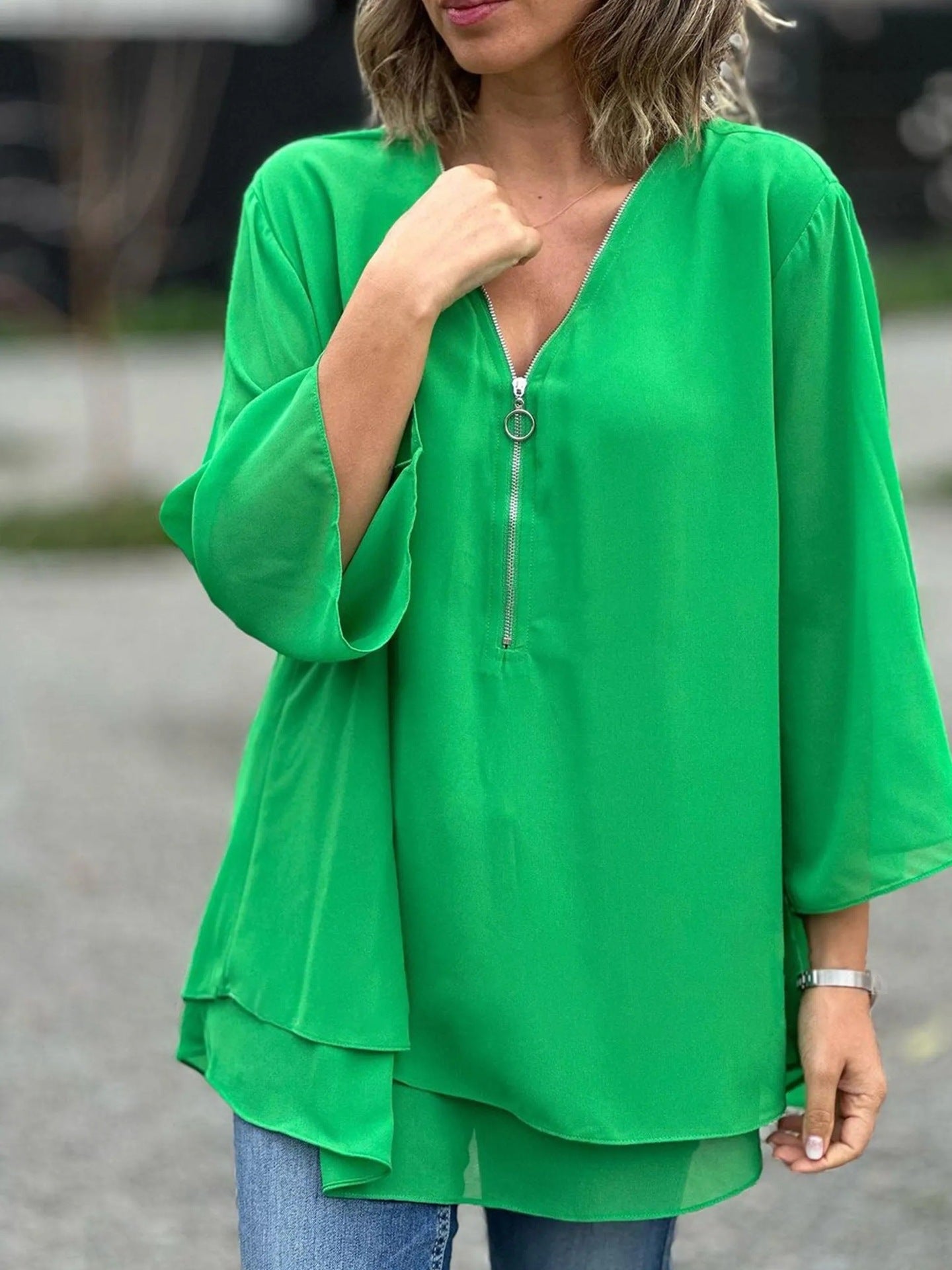 V-neck 34 Chiffon Top